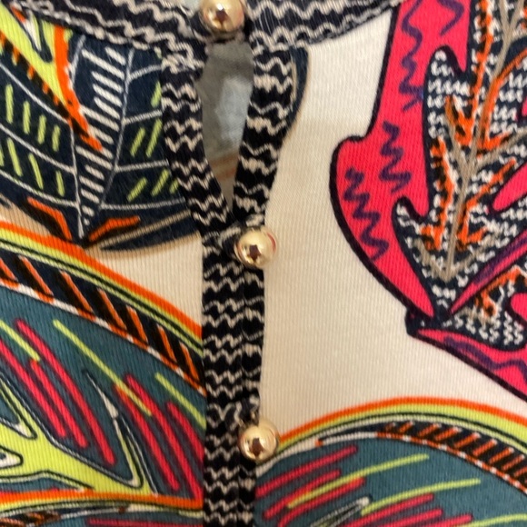 Soft Surroundings Colorful Peplum hem pullover tunic Resort Vacation Tropical S - Picture 4 of 8